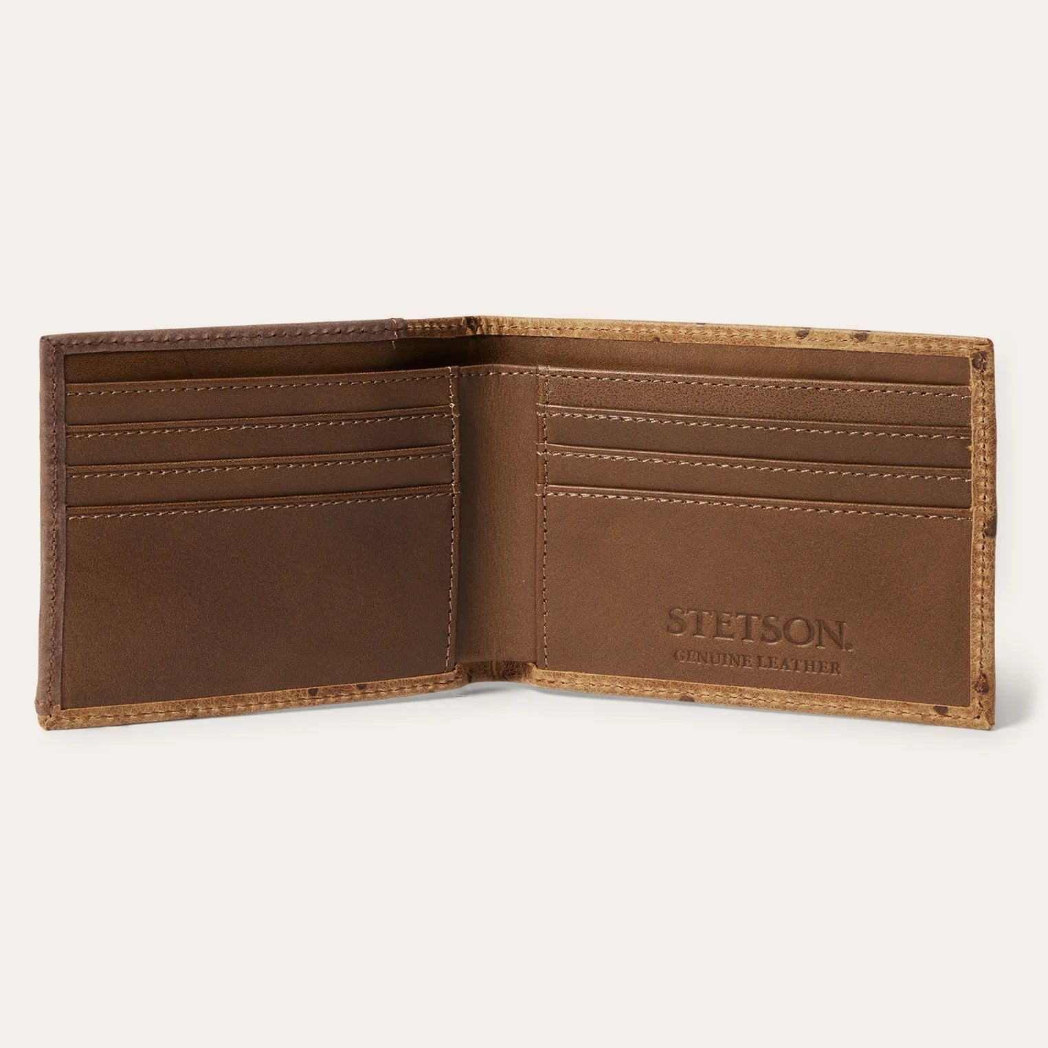 Tooled Embossed Ostrich Bi-Fold Wallet Stetson