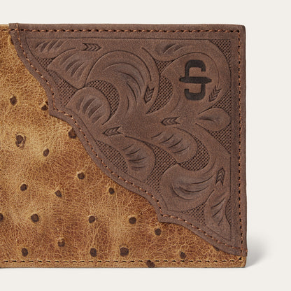 Tooled Embossed Ostrich Bi-Fold Wallet Stetson