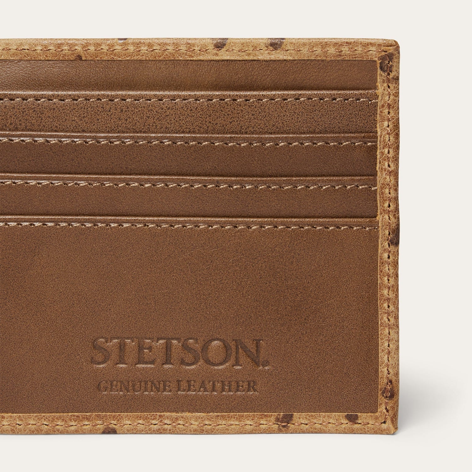Tooled Embossed Ostrich Bi-Fold Wallet Stetson