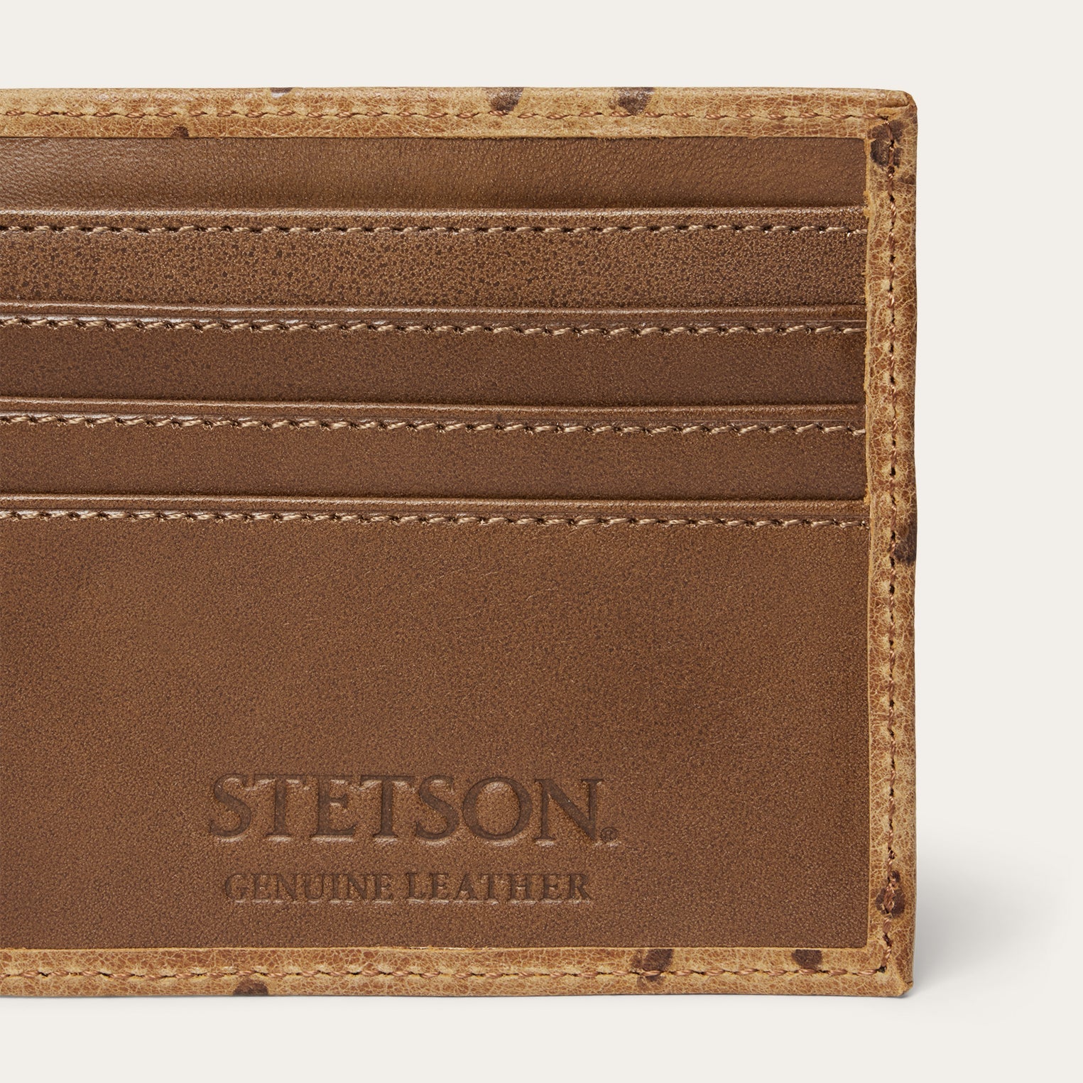 Tooled Embossed Ostrich Bi-Fold Wallet Stetson