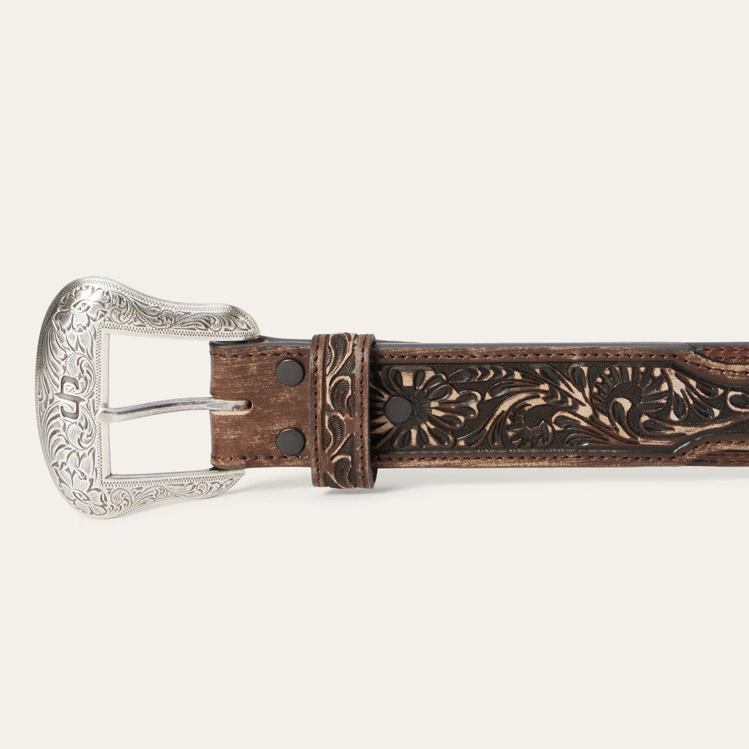 Hair-on-Hide Tooled Leather Belt Stetson