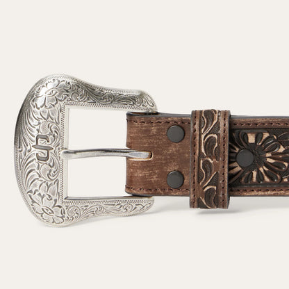 Hair-on-Hide Tooled Leather Belt Stetson