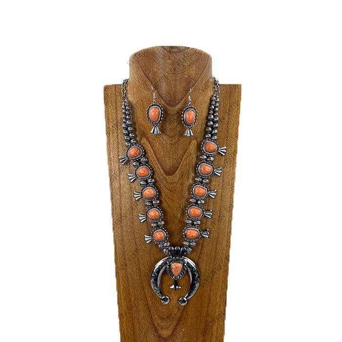 Orange Stone Western Necklace Set