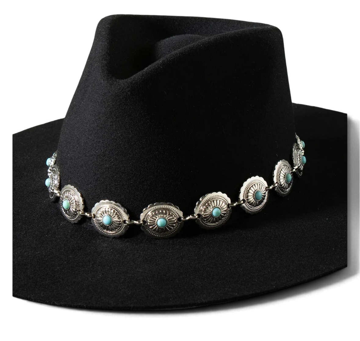 3D Chain Hatband  Concho Stone Turquoise