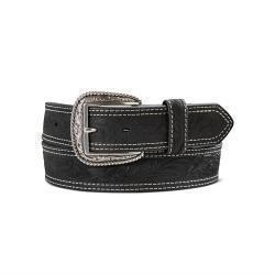 Ariat Mens Belt Tooled Double Stitch Black