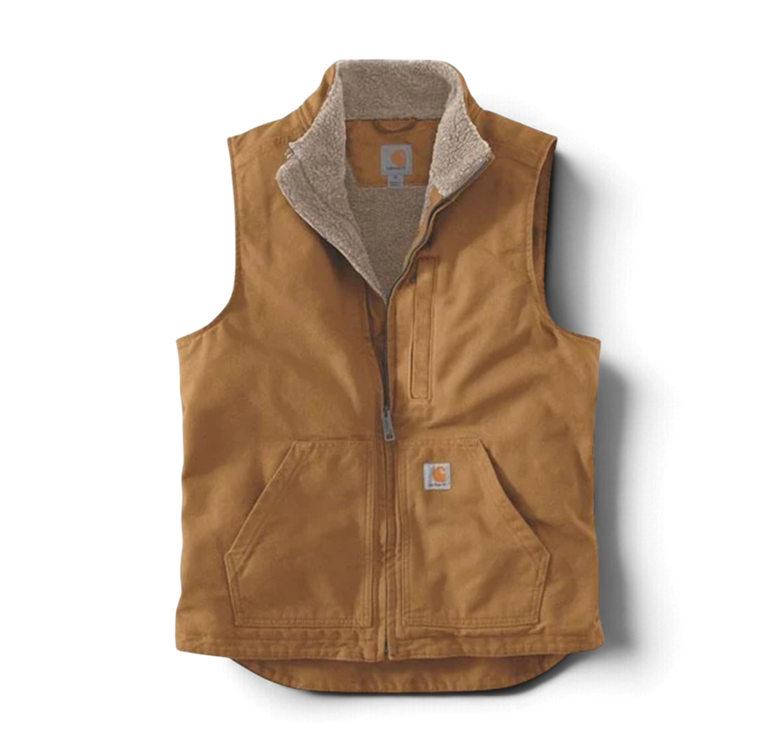Washed Duck Lined Mock Neck Vest Brown