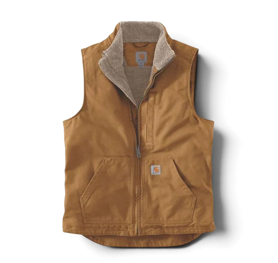 Washed Duck Lined Mock Neck Vest Brown