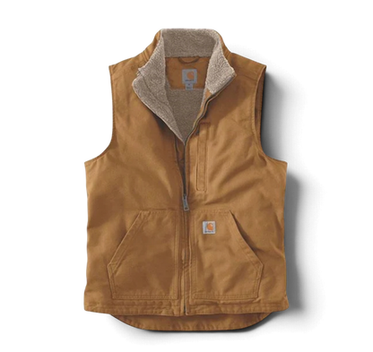 Washed Duck Lined Mock Neck Vest Brown