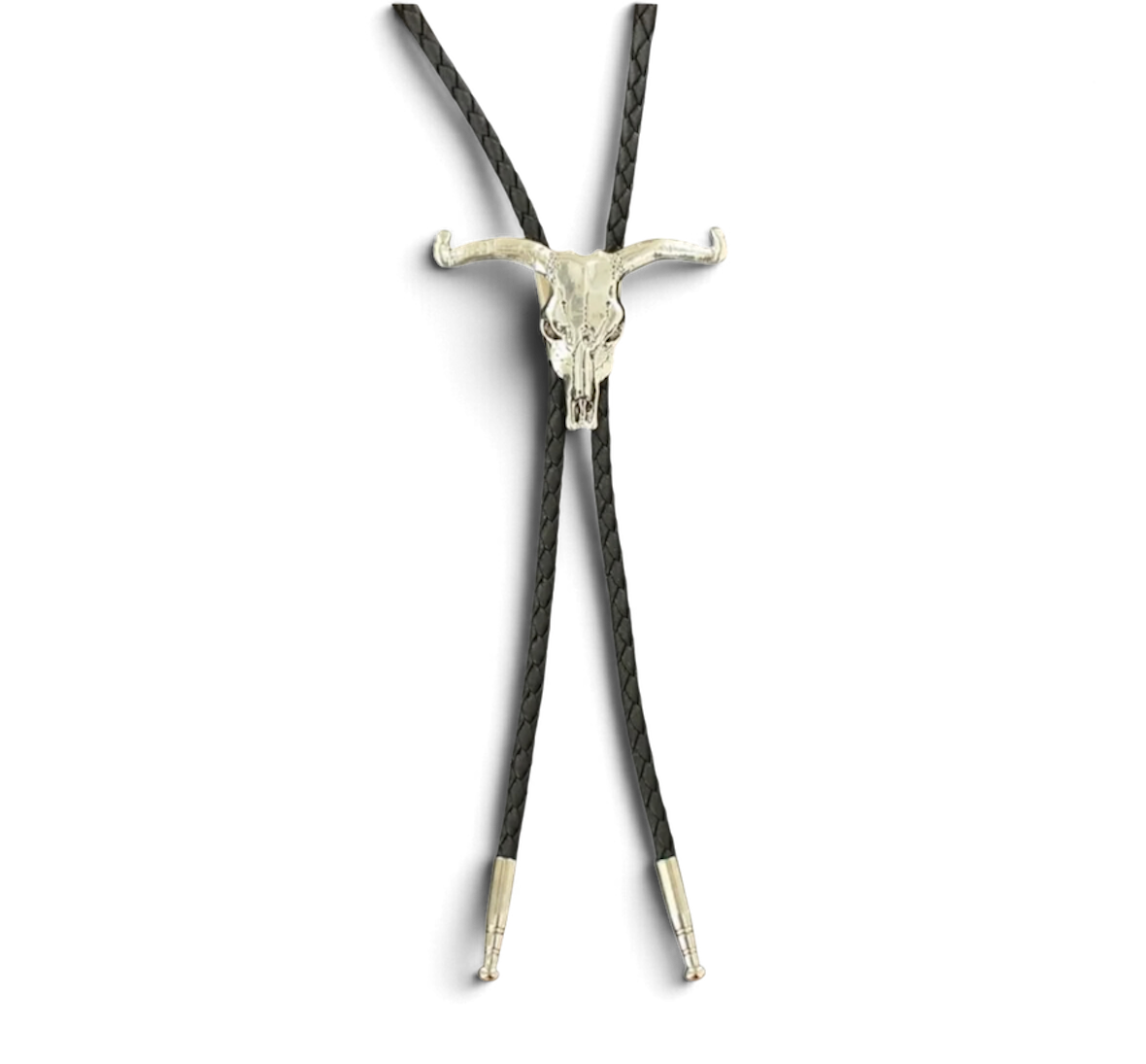 Bolo Tie med Longhorn Skull – Svart/Silver