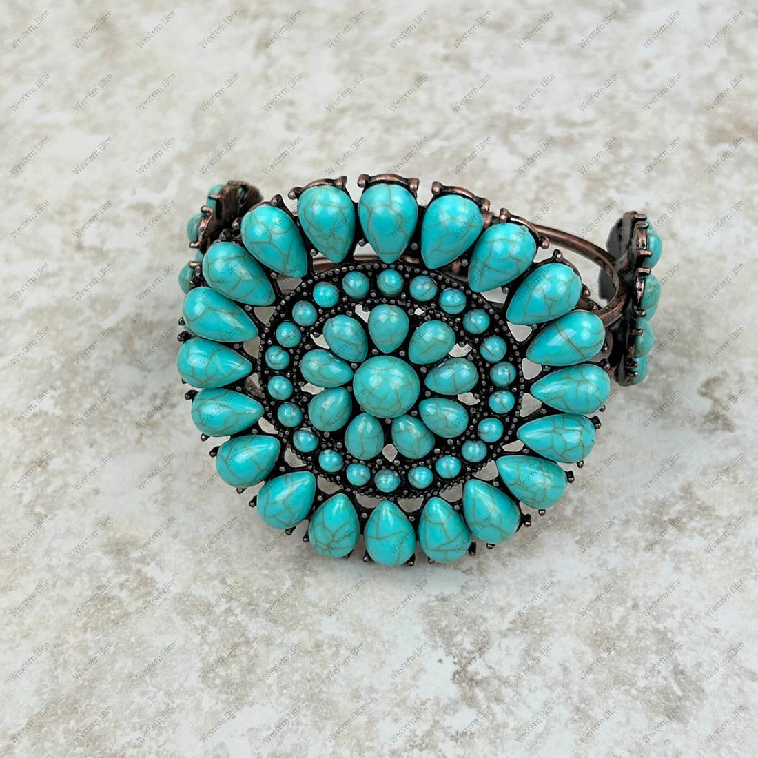 Concho Cuff Bracelet Cooper With Turquoise stone