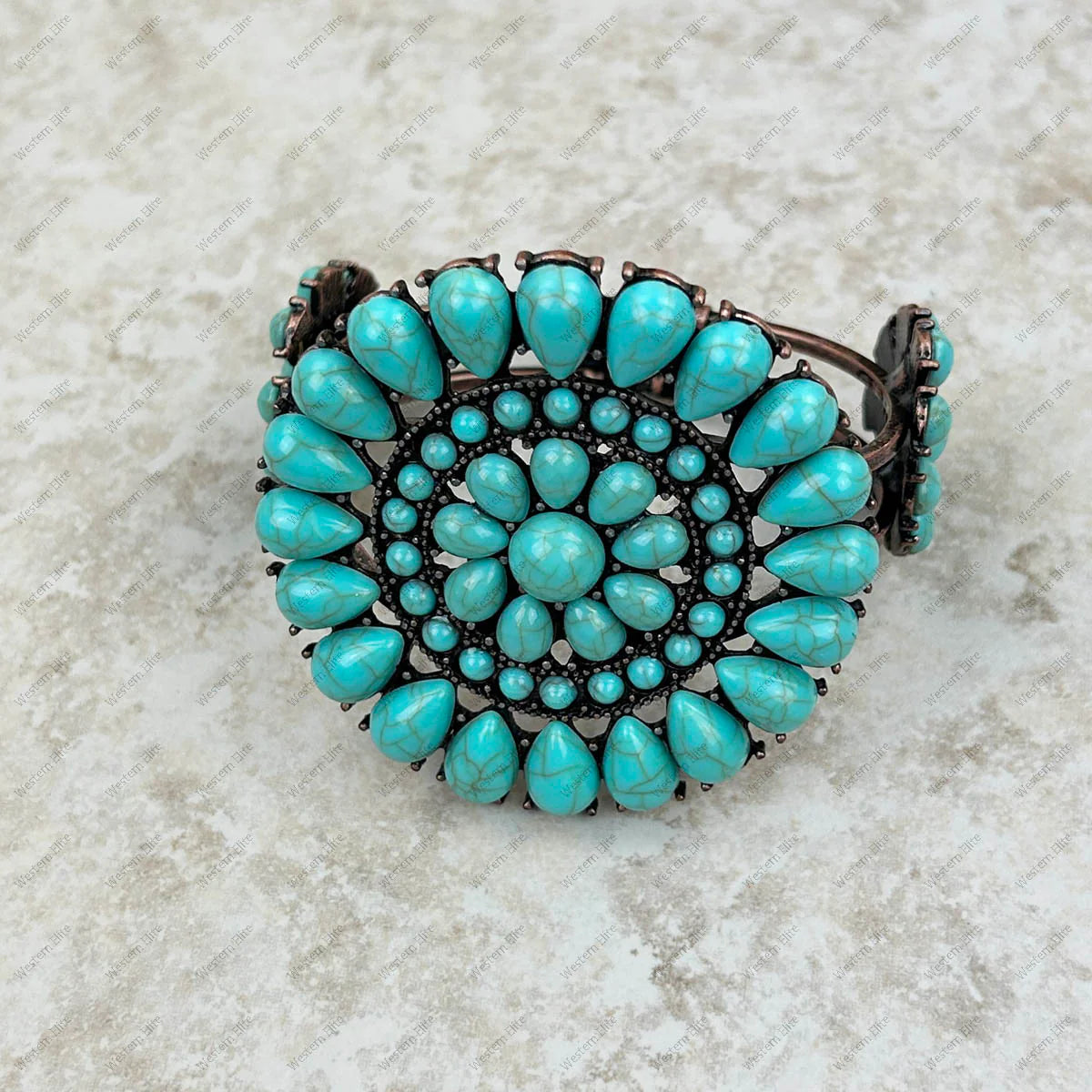 Concho Cuff Bracelet Cooper With Turquoise stone