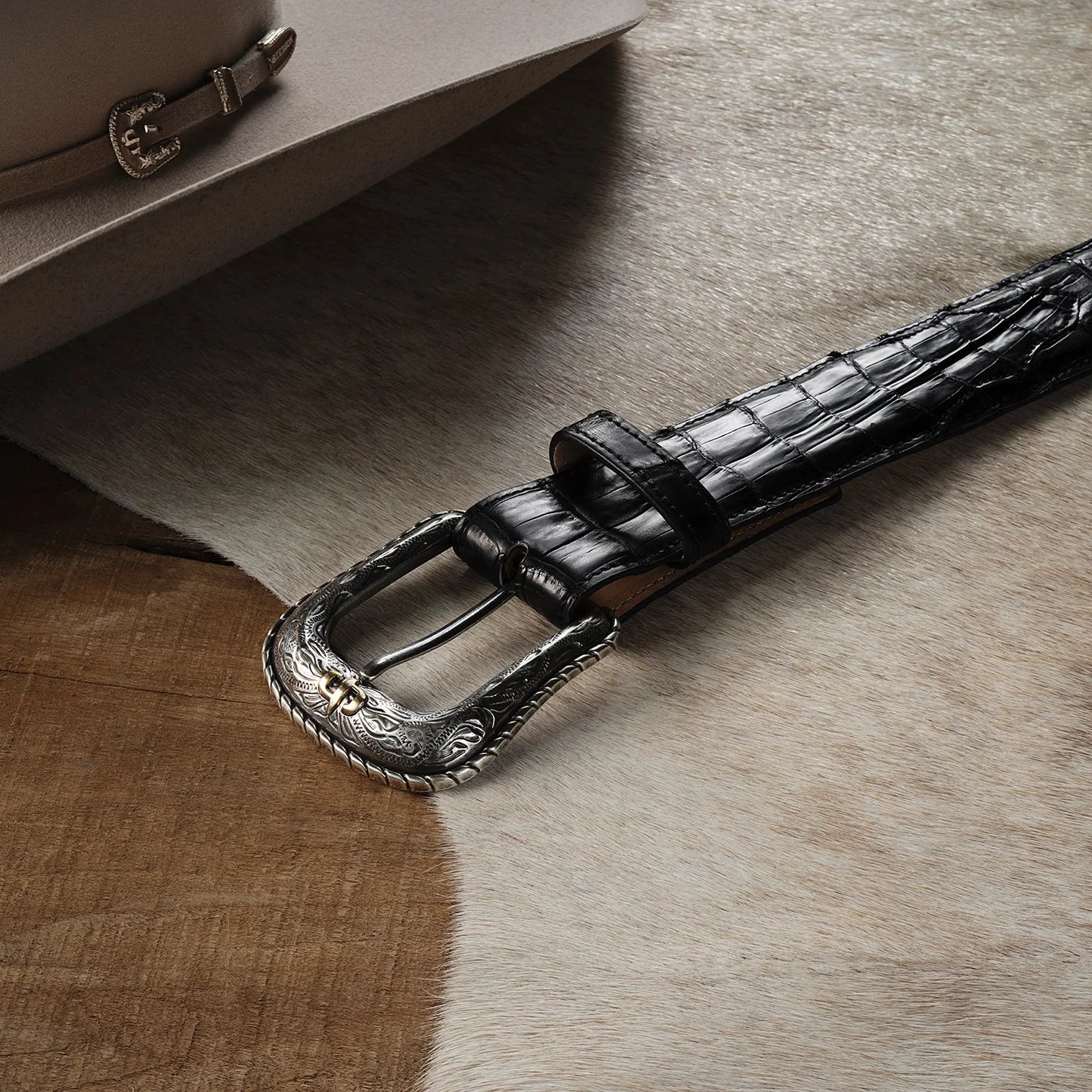 Caiman Embossed Leather Belt Stetson