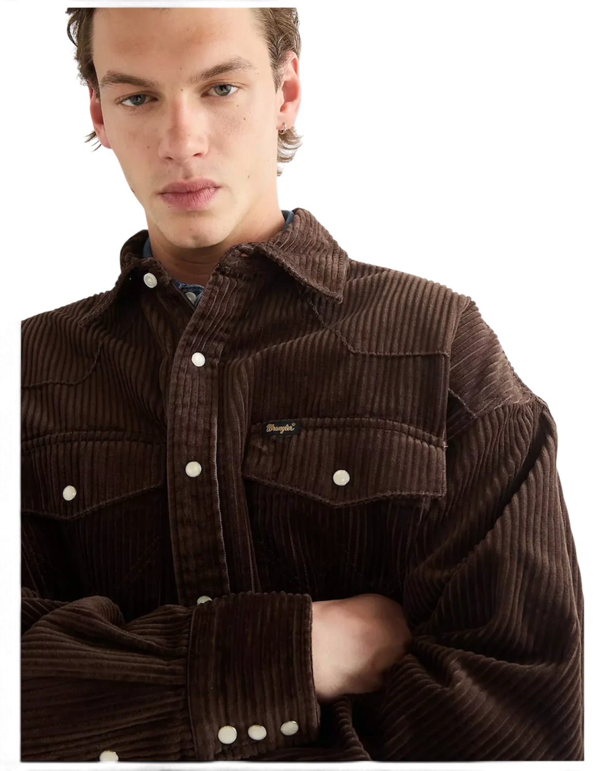 Wrangler Oversized Western Shirt – Coffee