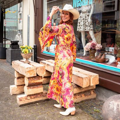 Maxi Orange Big Flower Dress
