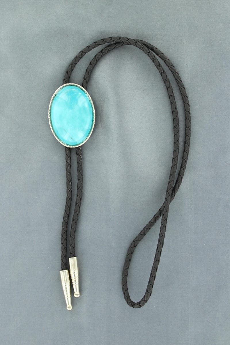 Double S Bolo Tie Turquoise Stone