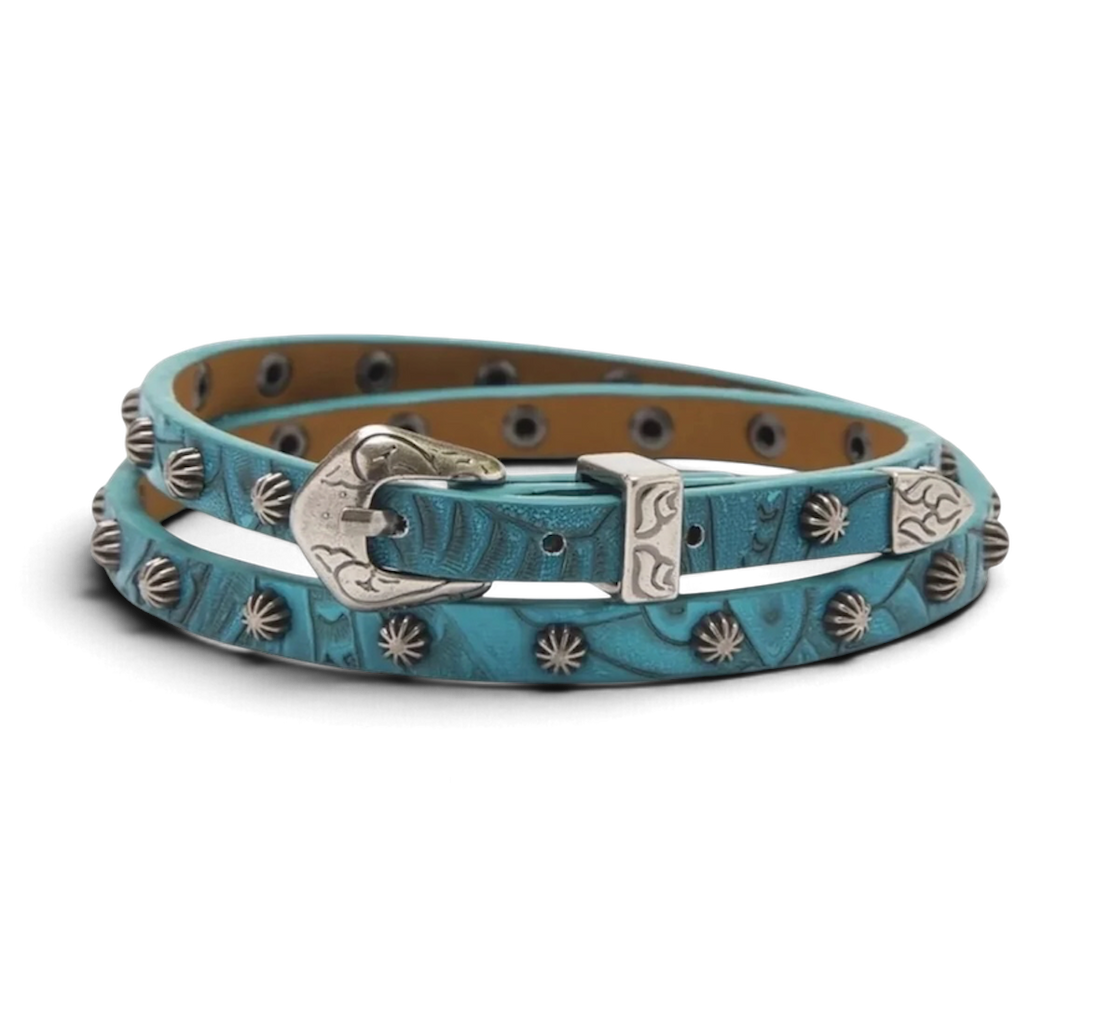 3D Floral Embossed Hatband – Turquoise