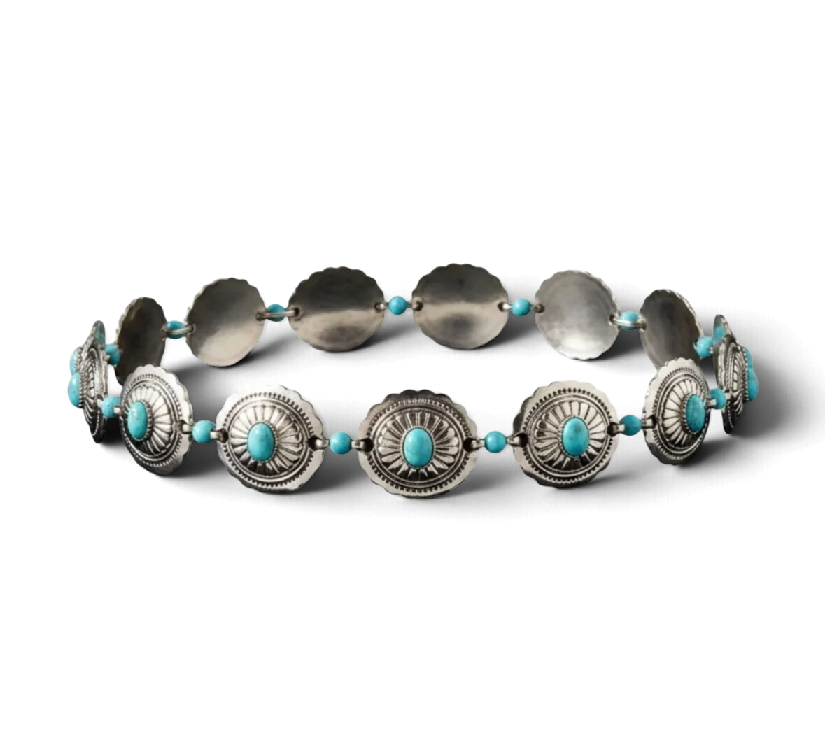 3D Chain Hatband  Concho Stone Turquoise