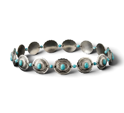3D Chain Hatband  Concho Stone Turquoise