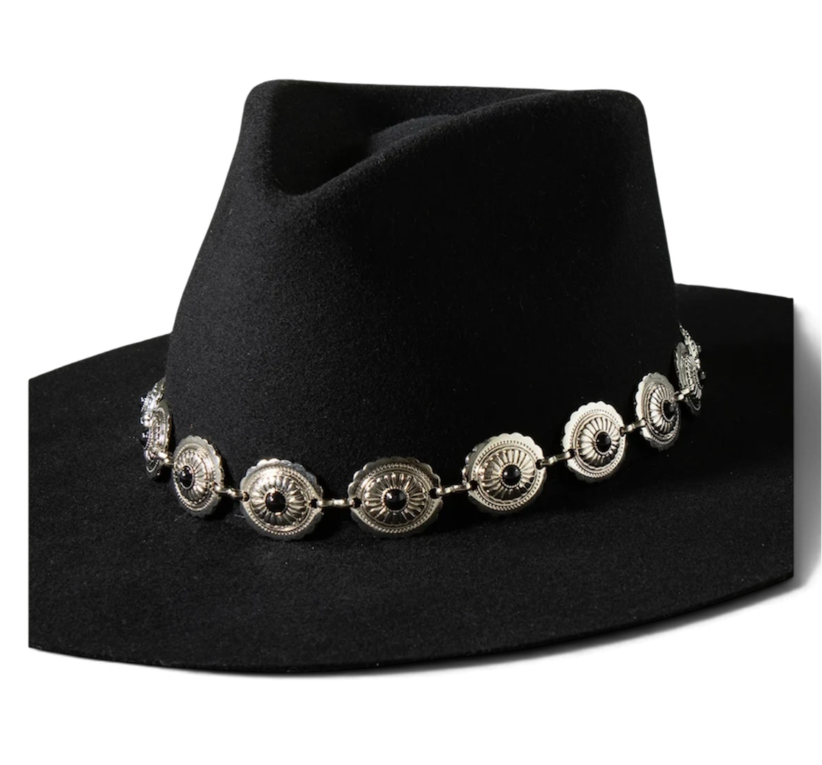 3D Chain Hatband Concho Stone Black
