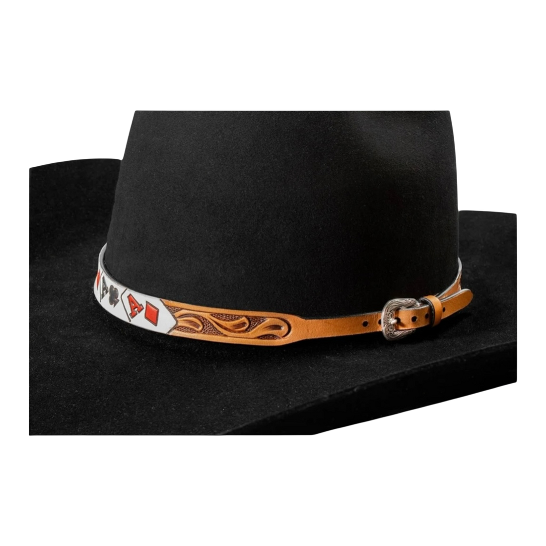 Läderhattband Ace Cards – Natural