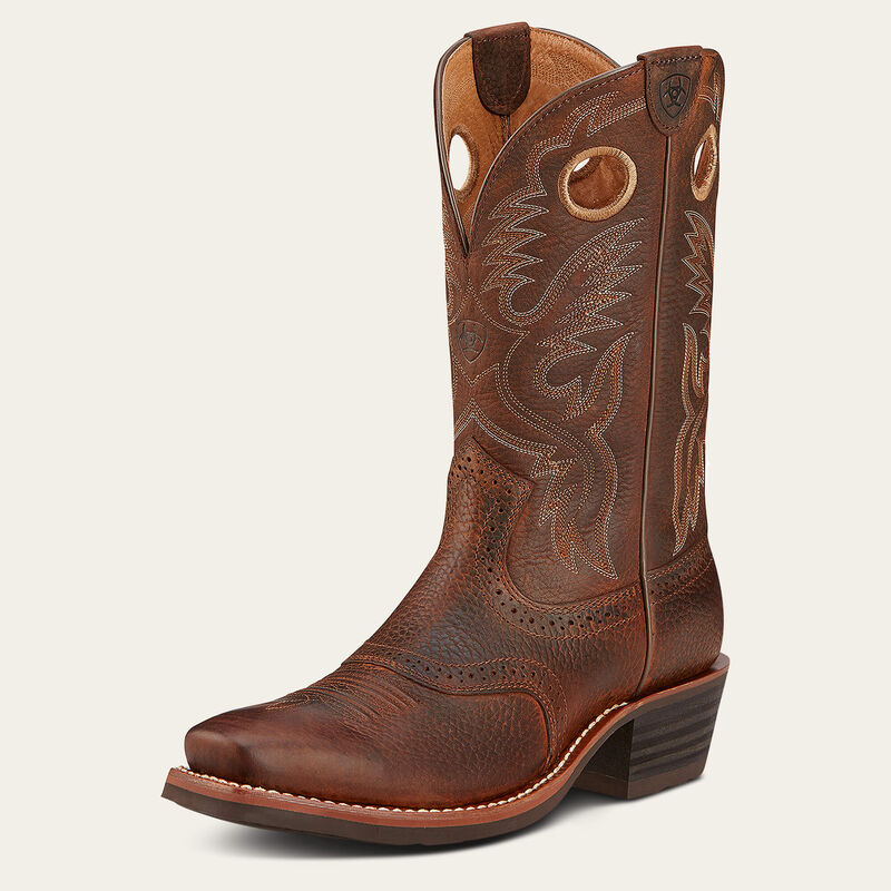 Heritage Roughstock Brown Oiled Rowdy Square Toe Western Boot