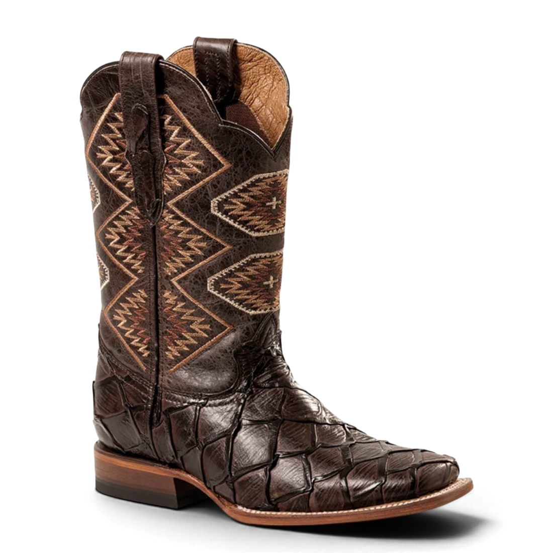 Armadillo western boots för herr från Stars and Stripes med strukturerad fotdel och broderat skaft