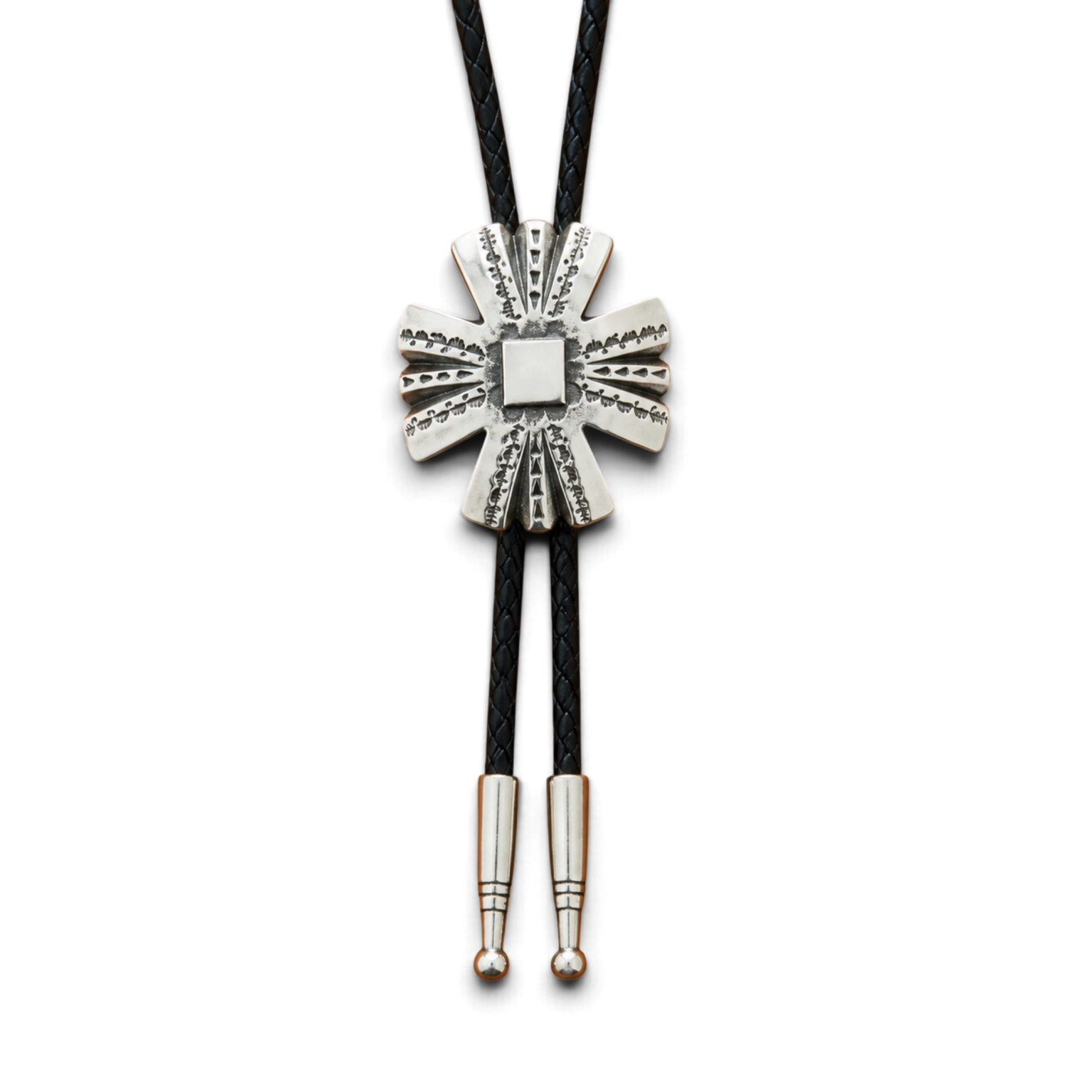 Bolo Tie Silver Cross