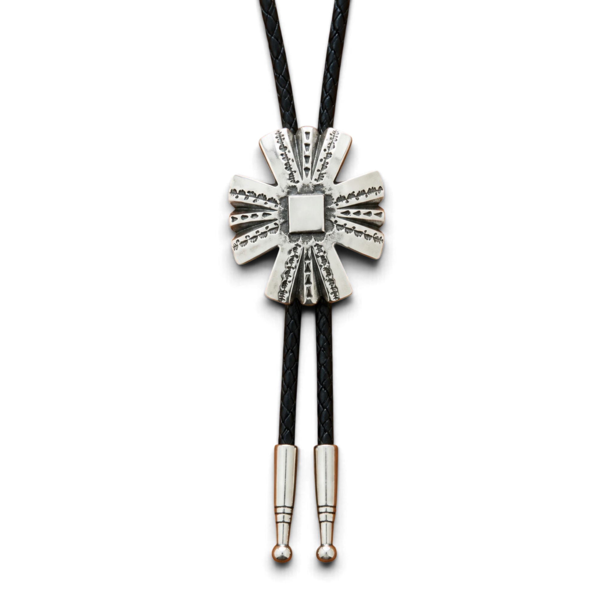 Bolo Tie Silver Cross