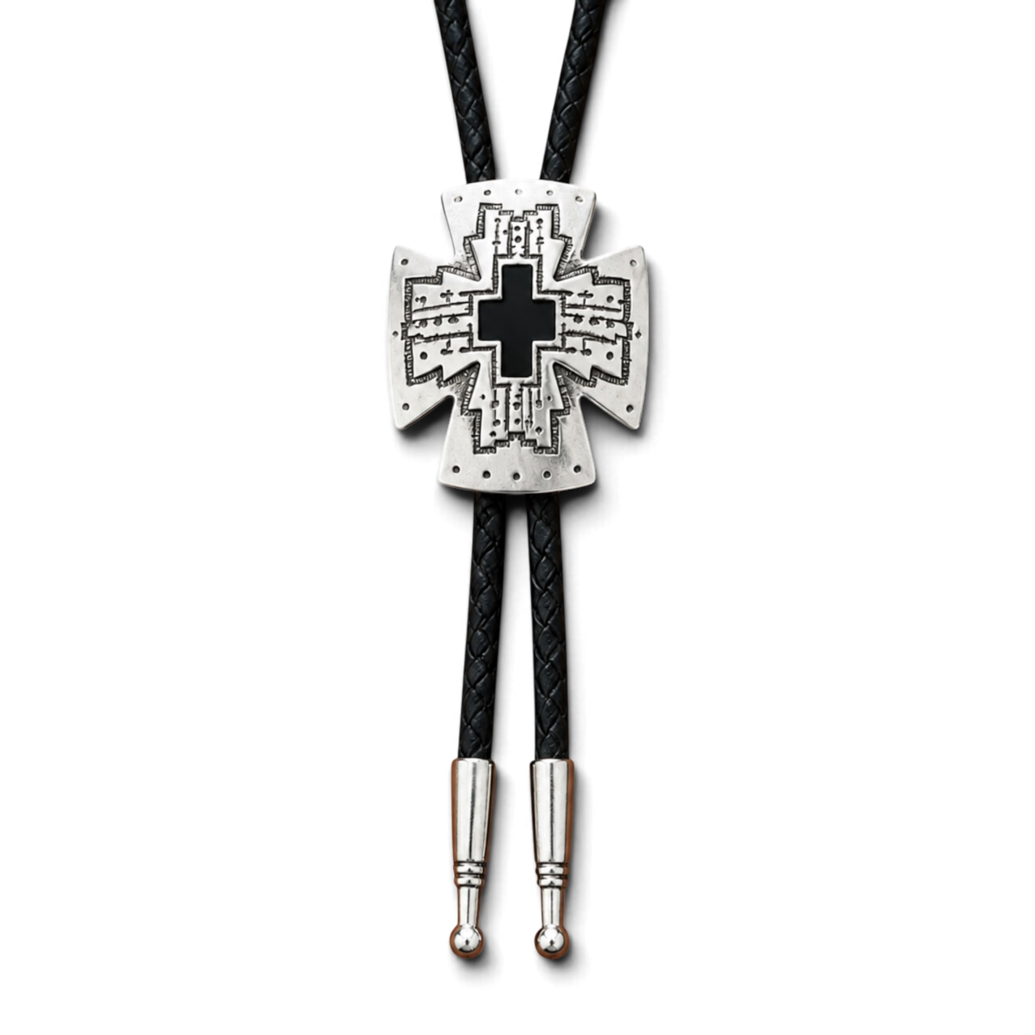 Bolo Tie Black Cross