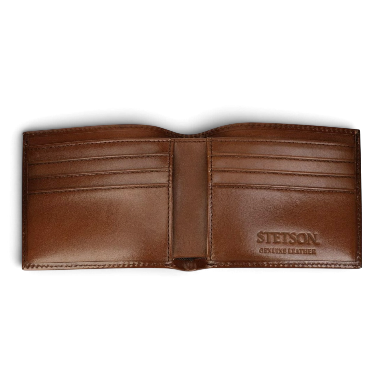 STETSON - TOOLED LEATHER BI-FOLD WALLET - BROWN