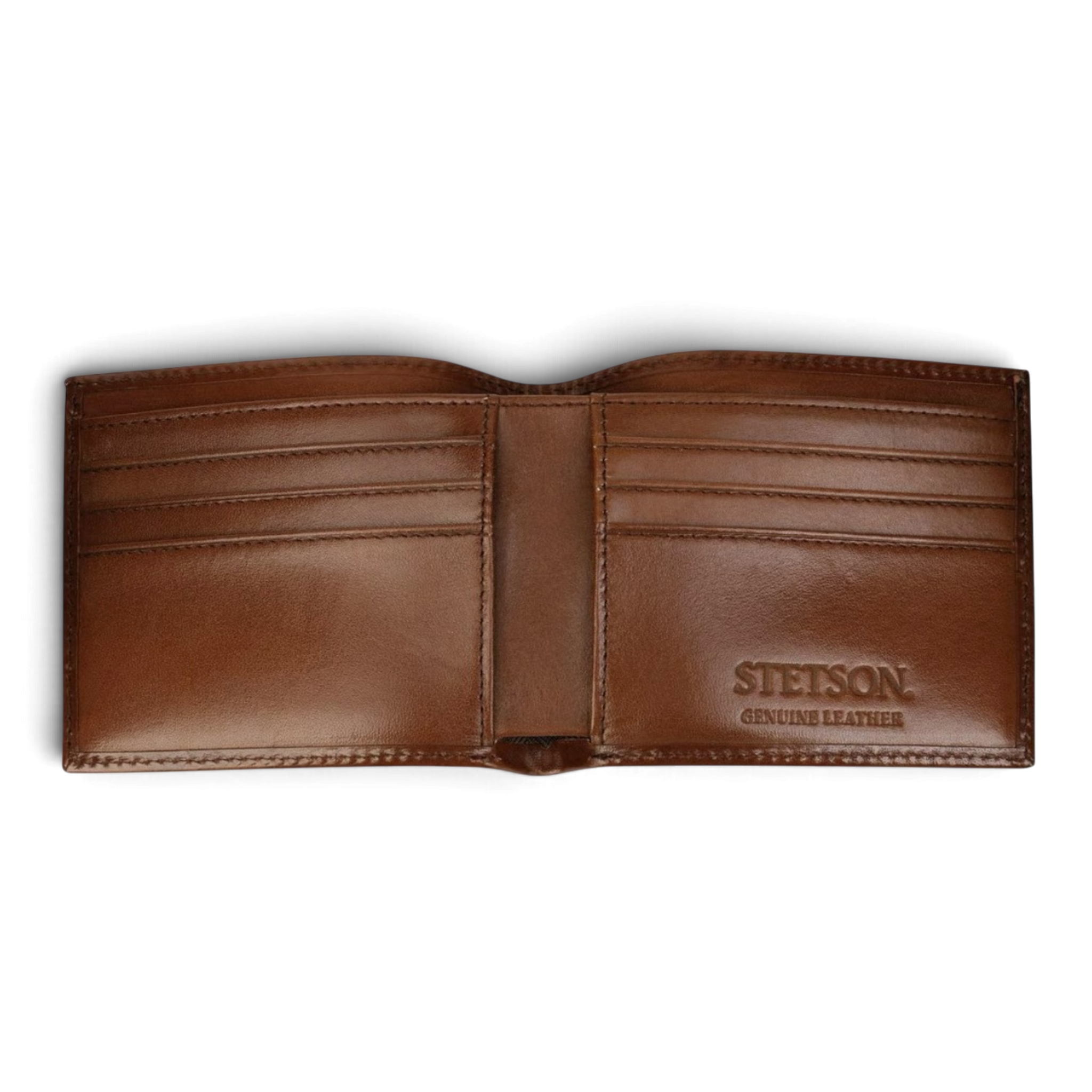 STETSON - TOOLED LEATHER BI-FOLD WALLET - BROWN