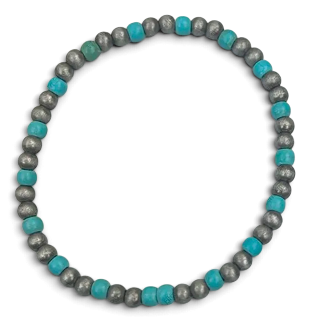 Silver Navajo-pärla med blå turkosstenpärlor Armband