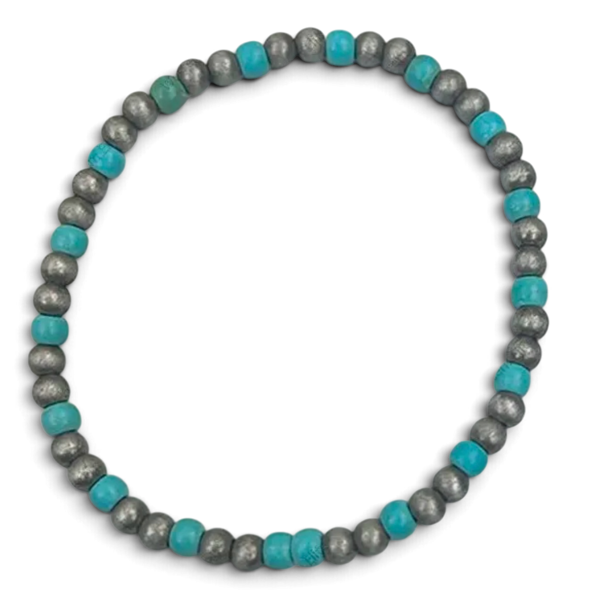 Silver Navajo-pärla med blå turkosstenpärlor Armband