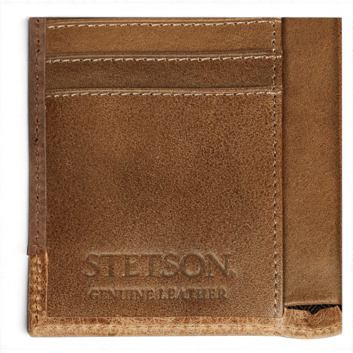 Ostrich Embossed Leather Wallet Tri-Fold