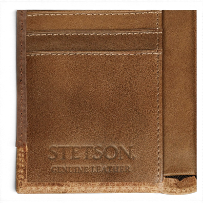 Ostrich Embossed Leather Wallet Tri-Fold