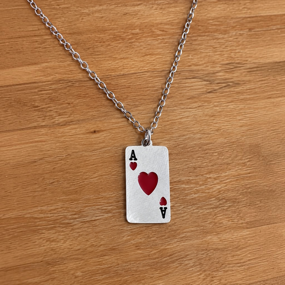 Ace of Hearts Necklace Silver