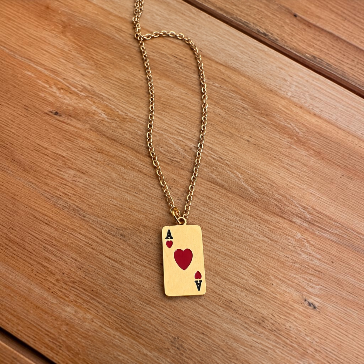 Ace of Hearts Necklace Gold