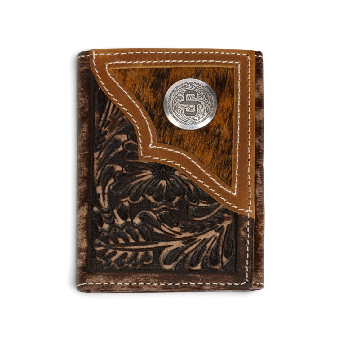 Stetson Hair-On-Hide Leather Tri-Fold Wallet
