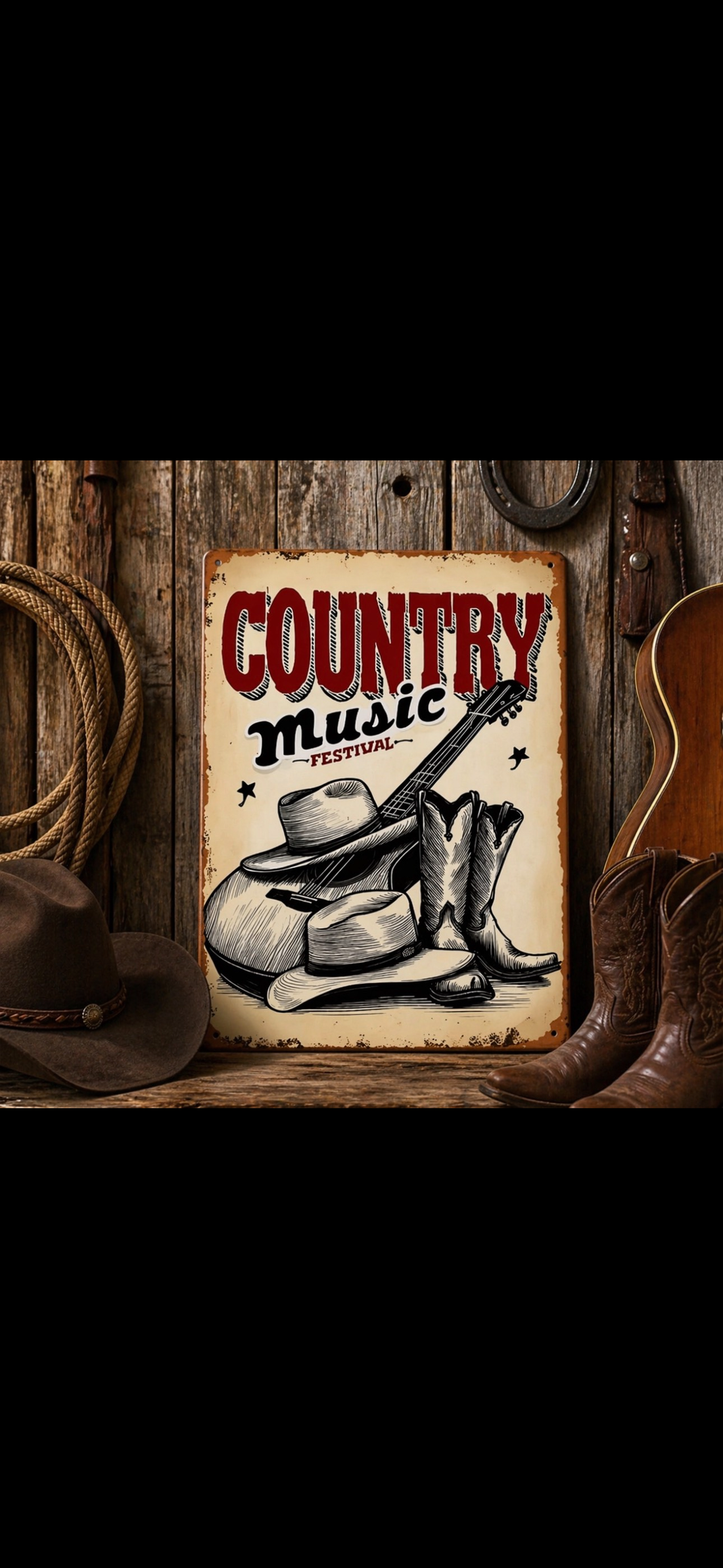 Country Music Festival Metallskylt - Vintage Western