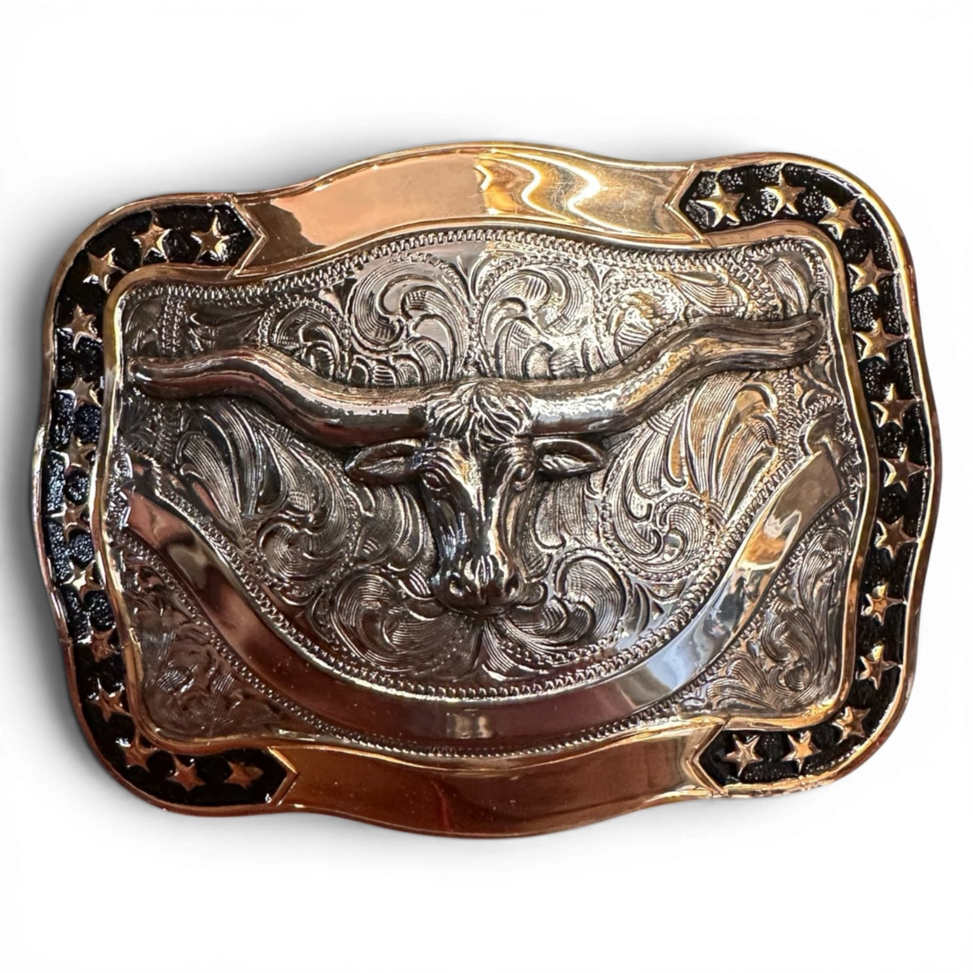 Bältesspänne Buckle Longhorn Stars And Gold