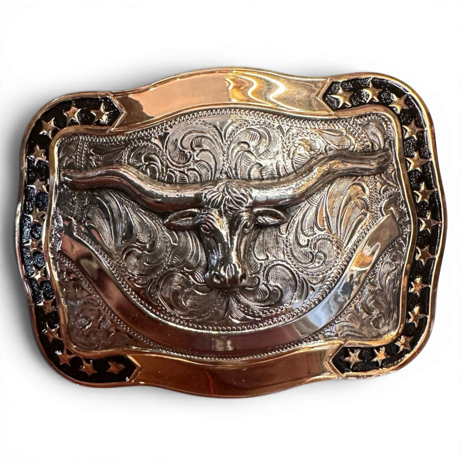 Bältesspänne Buckle Longhorn Stars And Gold