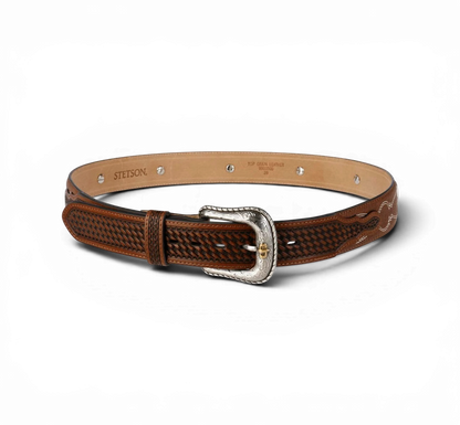 Pebble Basket Weave Leather Belt Stetson