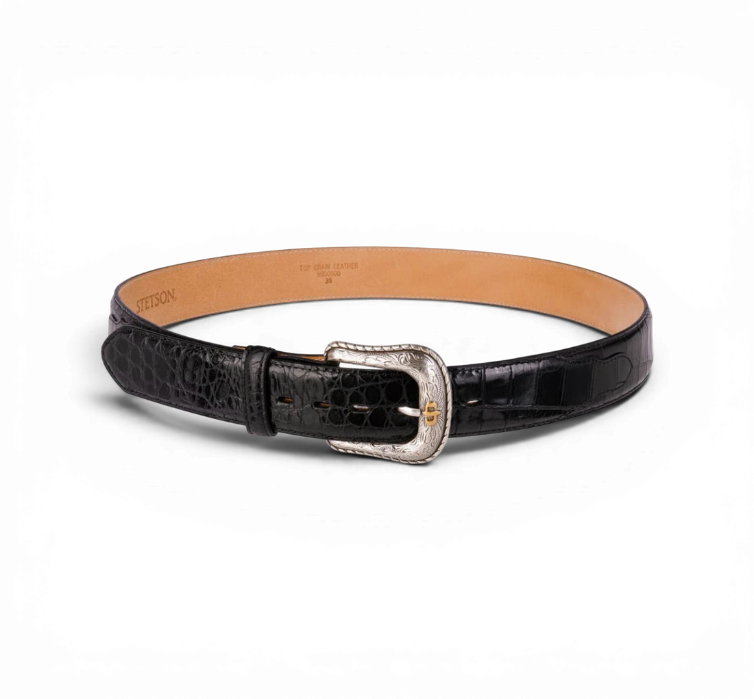 Caiman Embossed Leather Belt Stetson