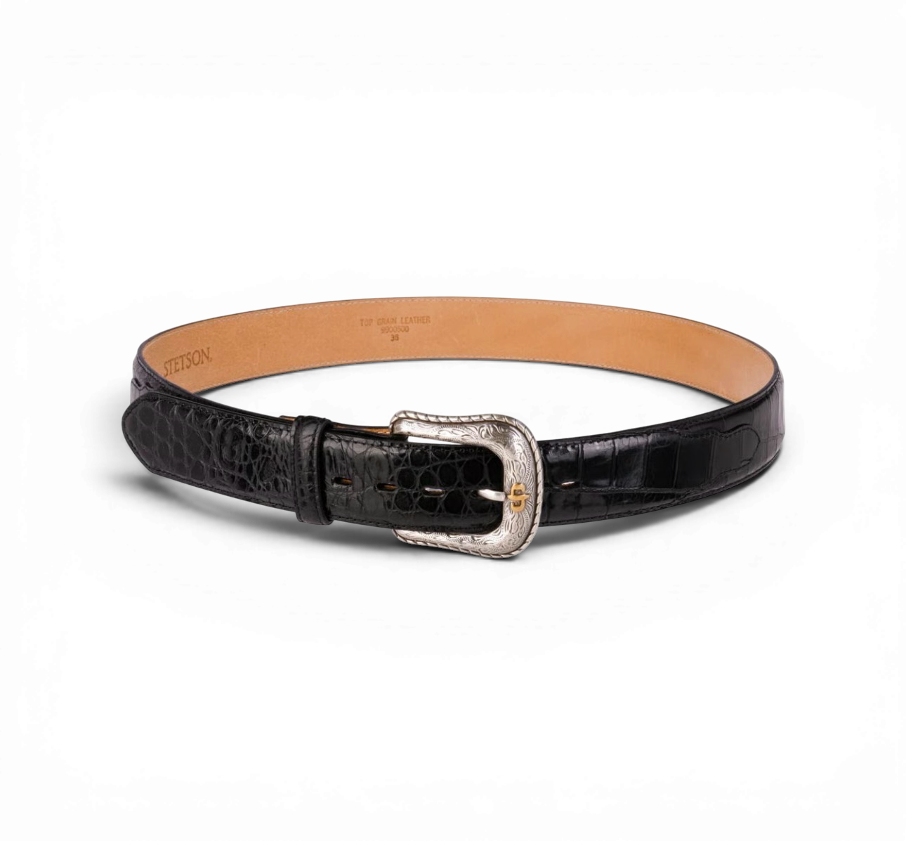 Caiman Embossed Leather Belt Stetson