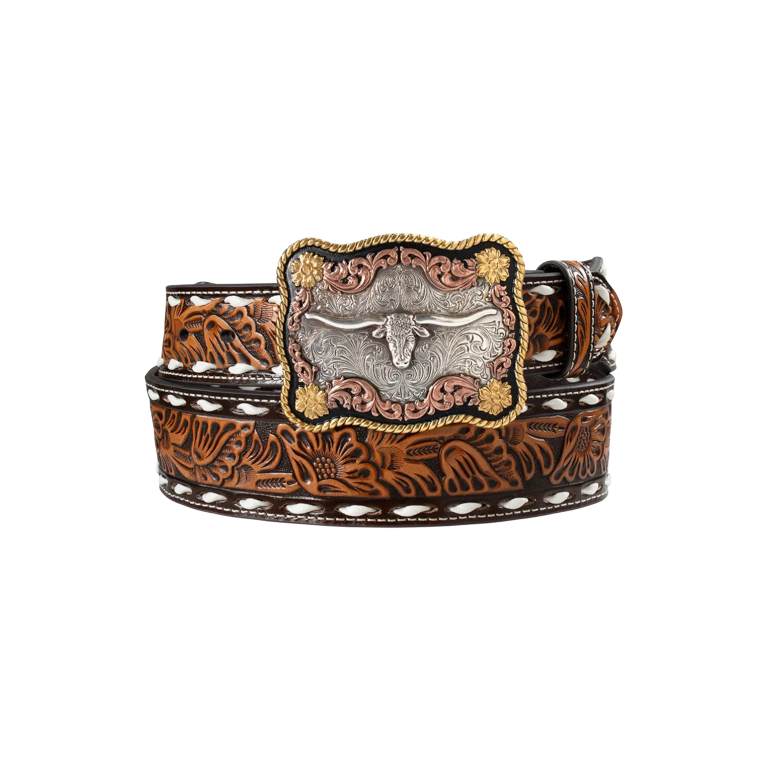 Nocona Floral Embossed Buckle Belt
