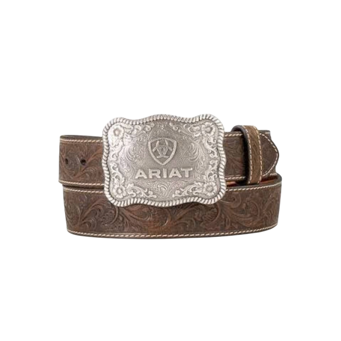 Ariat Floral Embossed Aged Bark Belt With Buckle