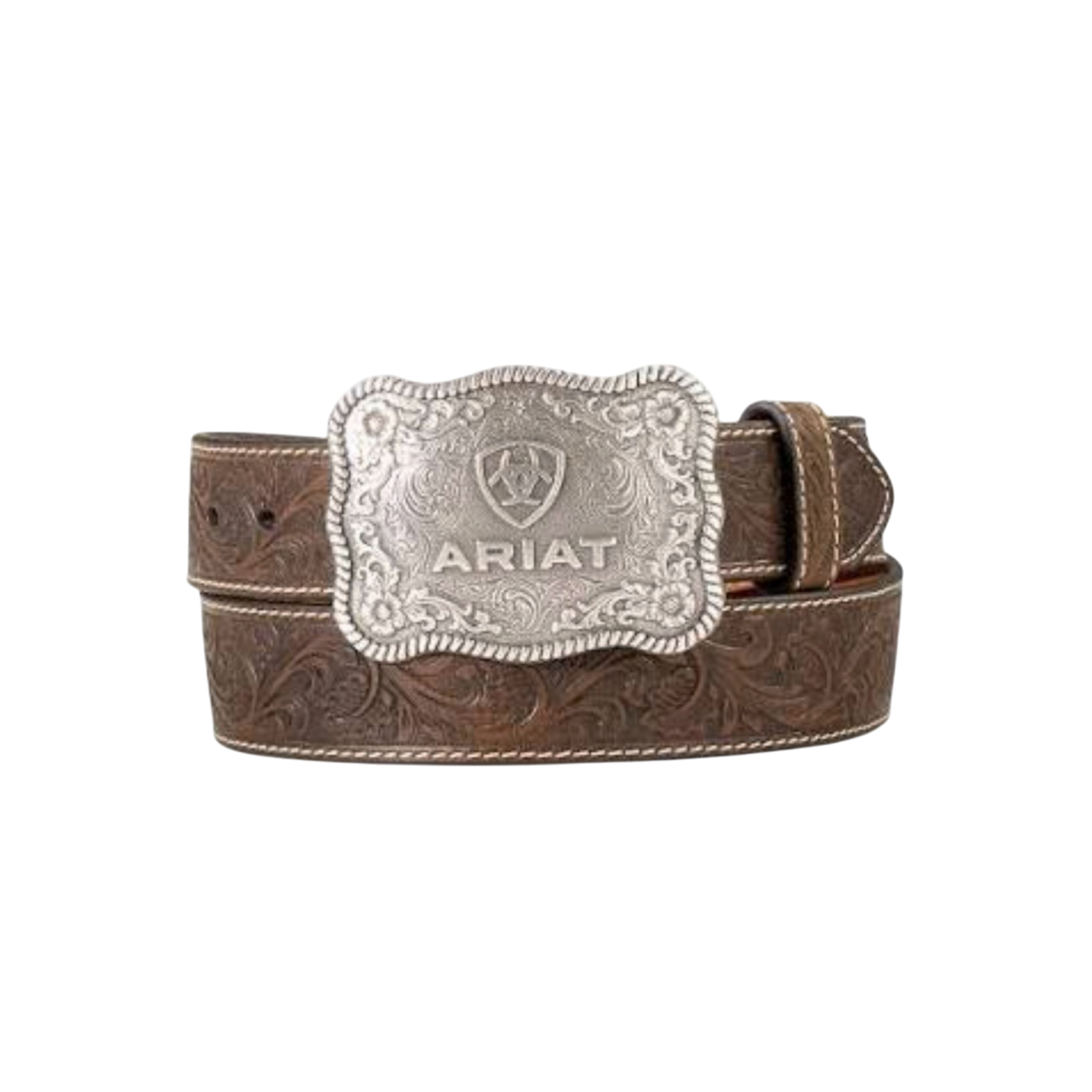 Ariat Floral Embossed Aged Bark Belt With Buckle