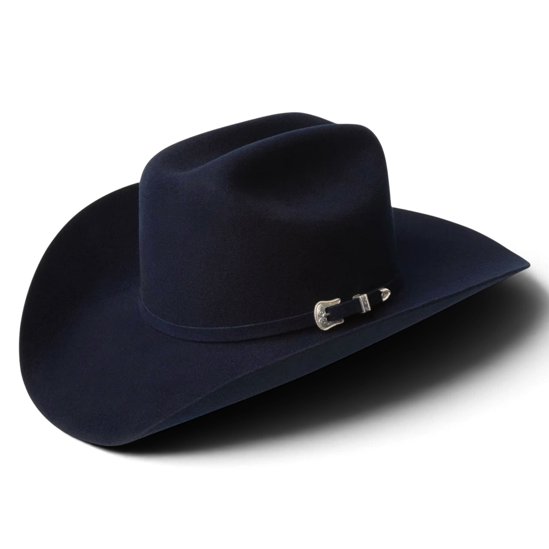 Bailey Lightning 4X westernhatt i mörkblå peacoat med Long Oval Cattleman-kulle
