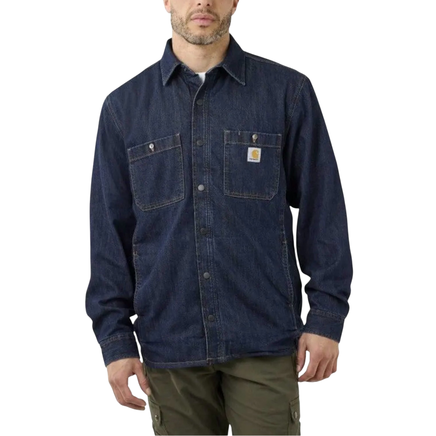 Carhartt Denim Fleece Lined Snap Front Shirt Glacier