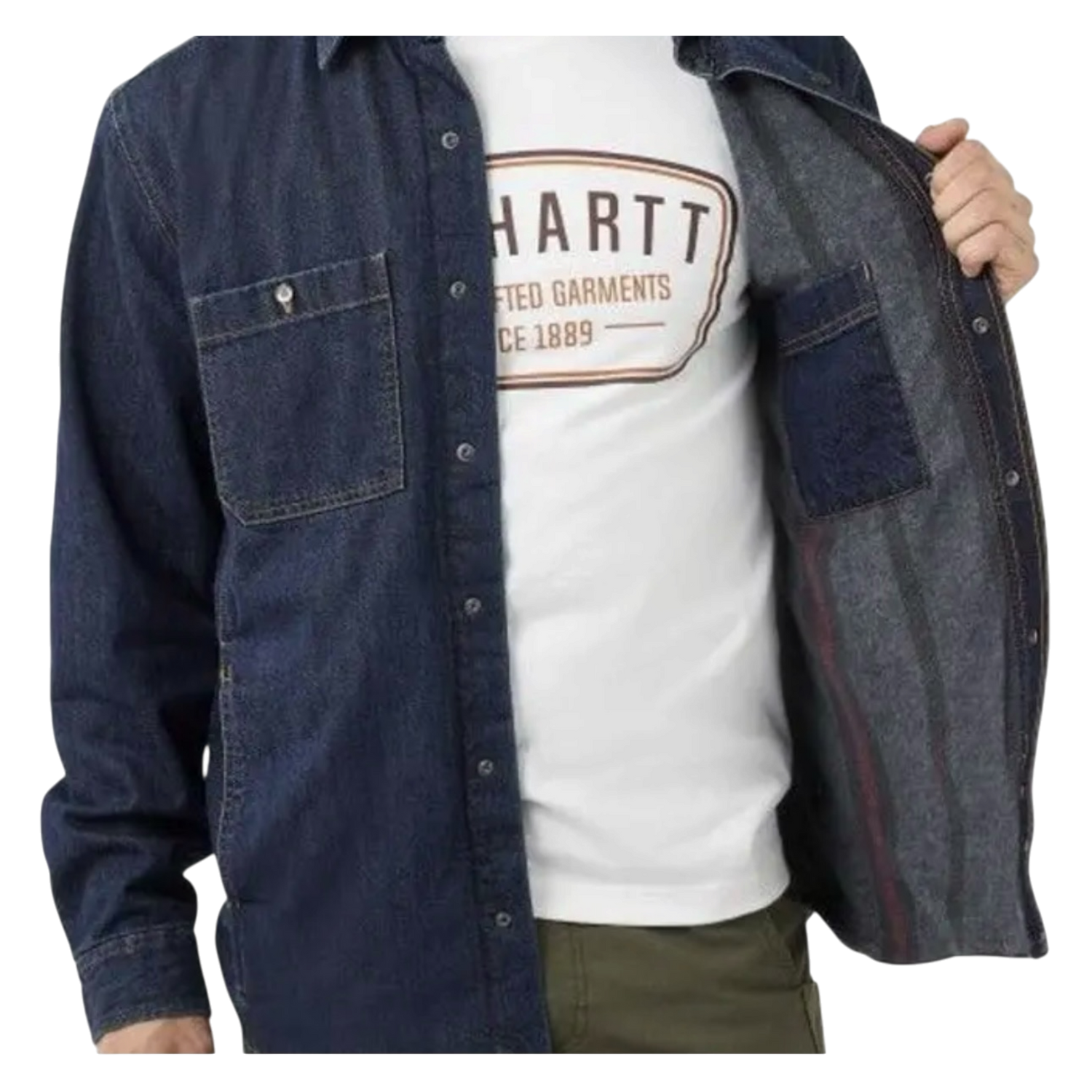 Carhartt Denim Fleece Lined Snap Front Shirt Glacier